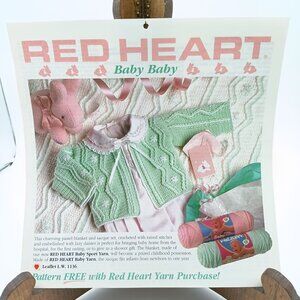 Vintage Red Heart Crochet Pattern and Instructions, Baby Baby Blanket or Saque